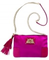 Petite yet perfectly sized for all the essentials, this sublime silhouette from Juicy Couture is instantly eye-catching. Durable nylon with a soft sheen finish is adorned with golden hardware and flirty tassel, while the convenient crossbody strap provides on-the-go, hands-free style.