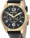 Invicta Men's 10491 Specialty Military Black Dial Black Leather Watch