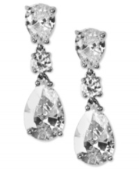 Indulge in the finer elements of style. These gorgeous drop earrings by Givenchy feature sparkling round and pear-cut cubic zirconias (14-5/8 ct. t.w.) set in silver tone mixed metal. Approximate drop: 1-1/2 inches. Indulge in the finer elements of style. These gorgeous drop earrings by Givenchy feature sparkling round and pear-cut cubic zirconias (14-5/8 ct. t.w.) set in silver tone mixed metal. Approximate drop: 1-1/2 inches.
