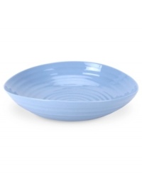 Like a blooming bed of forget-me-nots, this powder-blue porcelain dinnerware has a fresh, natural vibrance. A hand thrown texture gives the contemporary pasta bowl the irresistible charm of traditional pottery. Like a blooming bed of forget-me-nots, this powder-blue porcelain dinnerware has a fresh, natural vibrance. A hand thrown texture gives the contemporary pasta bowl the irresistible charm of traditional pottery.