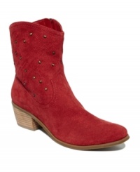 Kick your western style up a notch. Bandolino's Xerissa booties feature stud detail on the upper shaft and zipper detail along the side. Kick your western style up a notch. Bandolino's Xerissa booties feature stud detail on the upper shaft and zipper detail along the side.