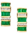 Fresh, sparkling baguette-cut emeralds (1-3/8 ct. t.w.) and glittering round-cut diamonds (1/8 ct. t.w.) combine for colorful sophistication. Set in 14k gold.