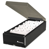 Universal Business Card File, Metal/Plastic, 4 1/4 x 8 1/4 x 2 1/2, Black/Smoke Universal Business Card File, Metal/Plastic, 4 1/4 x 8 1/4 x 2 1/2, Black/Smoke