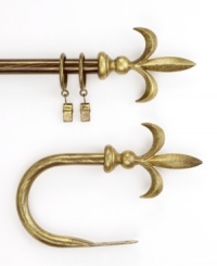 This drapery rod's elegant fleur-de-lis design never goes out of style. Rod crafted of steel iron; finial is cast iron; brackets are steel. This drapery rod's elegant fleur-de-lis design never goes out of style. Rod crafted of steel iron; finial is cast iron; brackets are steel.
