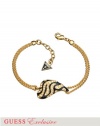 GUESS Gold-Tone Tiger-Print Heart Bracelet, GOLD