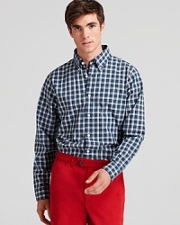 A bold check adorns this classic button-down shirt from Jack Spade. A bold check adorns this classic button-down shirt from Jack Spade.