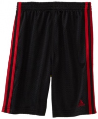 adidas Boys 2-7 Fashion Mesh Short, Black/Red, 7X adidas Boys 2-7 Fashion Mesh Short, Black/Red, 7X