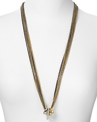 Make edgy glamour your signature with Giles & Brother's multi chain link necklace. A mash-up of metals and tones, this piece hints at downtown chic.