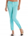 GUESS Brittney Ankle Skinny Pants with Zip, WASHED ISLAND BLUE (23)