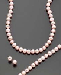 The soft, pink hue of the cultured freshwater pearl collection (4.5-5 mm) updates a classic style. Set includes 14k gold necklace (measuring 18 inches), bracelet (measuring 7.5 inches) and stud earrings. The soft, pink hue of the cultured freshwater pearl collection (4.5-5 mm) updates a classic style. Set includes 14k gold necklace (measuring 18 inches), bracelet (measuring 7.5 inches) and stud earrings.