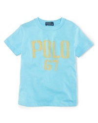 A classic tee is rendered in cotton jersey for a fun and casual look. A classic tee is rendered in cotton jersey for a fun and casual look.
