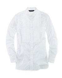 Cool tuxedo styling defines our versatile shirt in crisp cotton broadcloth with a pintucked bib and tailored details. Cool tuxedo styling defines our versatile shirt in crisp cotton broadcloth with a pintucked bib and tailored details.