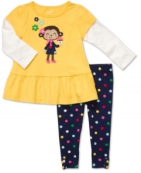 She'll be a sweet treat in this fun monkey shirt and polka-dot legging set from Carter's. She'll be a sweet treat in this fun monkey shirt and polka-dot legging set from Carter's.