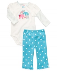 Show grandma how much she's loved with Carter's mock sleeve bodysuit and dotted pant set. Show grandma how much she's loved with Carter's mock sleeve bodysuit and dotted pant set.