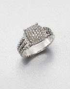 From the Petite Wheaton Collection. Stunning pavé diamonds set in sterling silver on a triple cable shank. Diamonds, .44 tcwSterling silverWidth, about .39Imported