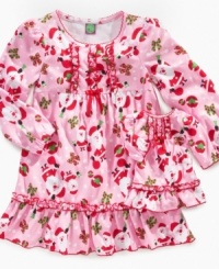 The perfect Christmas eve get-up for her and her favorite little friend. This adorable Santa printed Dollie & Me nightgown comes with a matching doll nightgown. The perfect Christmas eve get-up for her and her favorite little friend. This adorable Santa printed Dollie & Me nightgown comes with a matching doll nightgown.