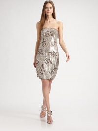 A subtle floral pattern made of of glittering sequins adds a feminine touch to this festive, strapless silhouette.StraplessAllover sequinsConcealed back zipFully linedAbout 18 from natural waistPolyesterDry cleanImportedModel shown is 5'11 (180cm) wearing US size 4.OUR FIT MODEL RECOMMENDS ordering true size. A subtle floral pattern made of of glittering sequins adds a feminine touch to this festive, strapless silhouette.StraplessAllover sequinsConcealed back zipFully linedAbout 18 from natural waistPolyesterDry cleanImportedModel shown is 5'11 (180cm) wearing US size 4.OUR FIT MODEL RECOMMENDS ordering true size.