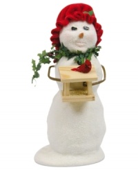 Something for on and under the tree, this thoughtful snowman brings a new house for her feathered friend. With a holiday-red bonnet and holly scarf by Byers' Choice. Something for on and under the tree, this thoughtful snowman brings a new house for her feathered friend. With a holiday-red bonnet and holly scarf by Byers' Choice.