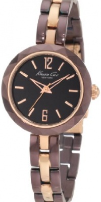 Kenneth Cole New York Women's KC4765 Classic Brown Rose Gold Diamond Bezel Round Watch