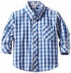 Kitestrings Baby-Boys Infant Check Button Front Shirt, Blue/White Check, 12 Months