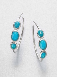 From the Rock Candy Collection. Graduated ovals of faceted turquoise add vivid color near your face, elegantly set in sterling silver with a modern sculptural look.TurquoiseSterling silverDiameter, about 1.5Post backImported