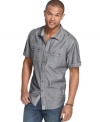 Edgier summer style. This shirt from Marc Ecko Cut & Sew pushes casual style limits.