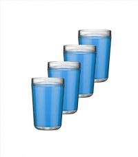 Kraftware Double Wall Insulated 16-Ounce Acrylic Drinkware, Blue, Set of 4 Kraftware Double Wall Insulated 16-Ounce Acrylic Drinkware, Blue, Set of 4