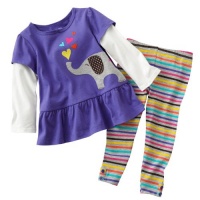 Carter's Girls 3-24 Months Elephant Mock Layer Pant Set Carter's Girls 3-24 Months Elephant Mock Layer Pant Set
