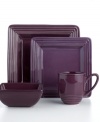 No shrinking violet, Dekko Plum place settings from Laurie Gates keep the focus on your culinary creations with simple, versatile style and the rich plum hue of this Dekko dinnerware. The dishes have modern shapes that look extra sharp, with defined edges and a glossy finish.