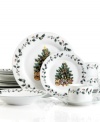 Trimmed with cheerful garlands of holly, Gibson's Tree Trimmings dinnerware evokes old-fashioned Christmases of the past but, in dishwasher and microwave-safe porcelain, is a joy on today's tables.