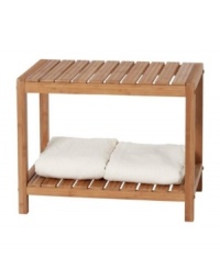 Keep it organized in style with the Eco spa bench, boasting a bottom shelf ideal for towels or bath necessities. Featuring hand-crafted, eco-friendly bamboo wood for decorative and functional storage perfect for the bath. Easy assembly, hardware included. Keep it organized in style with the Eco spa bench, boasting a bottom shelf ideal for towels or bath necessities. Featuring hand-crafted, eco-friendly bamboo wood for decorative and functional storage perfect for the bath. Easy assembly, hardware included.