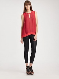 Waxy finish adds a leather-like effect to these cropped skinnies with zippered pockets. THE FITSkinny fitRise, about 8Inseam, about 29THE DETAILSButton closureZip flyZippered front slash pocketsZippered back besom pockets65½% cotton/31% polyester/3½% Lycra®Dry cleanMade in USA of imported fabricModel shown is 5'10 (177cm) wearing US size 4. Waxy finish adds a leather-like effect to these cropped skinnies with zippered pockets. THE FITSkinny fitRise, about 8Inseam, about 29THE DETAILSButton closureZip flyZippered front slash pocketsZippered back besom pockets65½% cotton/31% polyester/3½% Lycra®Dry cleanMade in USA of imported fabricModel shown is 5'10 (177cm) wearing US size 4.