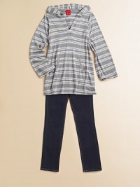 An everyday hoodie gets a cool update with standout stripes and a kangaroo pocket for storing her little necessities.Attached hoodLong sleevesPullover styleKangaroo pockets96% rayon/4% spandexHand washImported An everyday hoodie gets a cool update with standout stripes and a kangaroo pocket for storing her little necessities.Attached hoodLong sleevesPullover styleKangaroo pockets96% rayon/4% spandexHand washImported