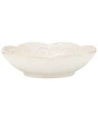 With fanciful beading and feminine edges, the dip bowls from the Lenox French Perle dinnerware collection have an irresistibly old-fashioned sensibility. Hard-wearing stoneware is dishwasher safe and, in a soft white hue with antiqued trim, a graceful addition to any meal. With fanciful beading and feminine edges, the dip bowls from the Lenox French Perle dinnerware collection have an irresistibly old-fashioned sensibility. Hard-wearing stoneware is dishwasher safe and, in a soft white hue with antiqued trim, a graceful addition to any meal.