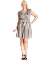 Be totally charming in this plus size Jessica Simpson dress, featuring a brocade print and self-fabric sash. (Clearance)