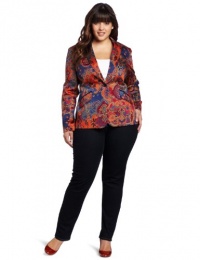 Jones New York Women's Plus-Size Fitted Printed Blazer