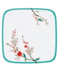 Make your favorite dish sing with the bright watercolor-inspired birds and florals of Chirp square plates from Lenox Simply Fine dinnerware. The dishes, including this dinner plate, are as durable as they are stylish, and are made of chip-resistant bone china. Make your favorite dish sing with the bright watercolor-inspired birds and florals of Chirp square plates from Lenox Simply Fine dinnerware. The dishes, including this dinner plate, are as durable as they are stylish, and are made of chip-resistant bone china.