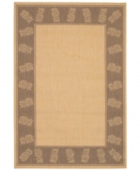 Retreat to the tropics with this casual rug, framed with an inviting design of pineapples in warm, cocoa-brown colorways. Couristan's durable polypropylene blend allows the rug to be placed nearly anywhere, indoors or out! Whether you add it to your patio or make a splash in your family room, this soft piece is pet-friendly and resistant to mold and mildew. Retreat to the tropics with this casual rug, framed with an inviting design of pineapples in warm, cocoa-brown colorways. Couristan's durable polypropylene blend allows the rug to be placed nearly anywhere, indoors or out! Whether you add it to your patio or make a splash in your family room, this soft piece is pet-friendly and resistant to mold and mildew.