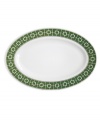 Anything but square, the Nixon platter from Jonathan Adler's collection of serveware and serving dishes shapes things up with a fantastic geo print in green, white and dazzling platinum.