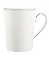 Wake up to fresh, luminous style with this fine china mug. From innovative designer Monique Lhullier, it features a platinum-edged tiered scallop pattern on creamy white.