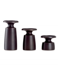 Transform darkness to light with Dansk Design with Light candle holders. Three bronze-colored pillars in graduated sizes create a simply chic arrangement. Transform darkness to light with Dansk Design with Light candle holders. Three bronze-colored pillars in graduated sizes create a simply chic arrangement.