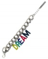 Dream big. This chain bracelet from BCBGeneration is crafted from silver-tone mixed metal with multicolored accents providing a powerful message. Approximate length: 8 inches.