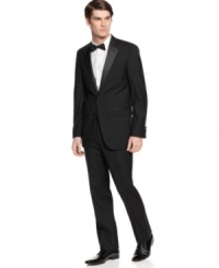 Get a modern take on formalwear in this slim-fit tuxedo from Kenneth Cole New York. Get a modern take on formalwear in this slim-fit tuxedo from Kenneth Cole New York.