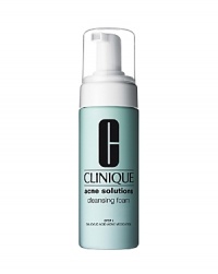 The first step in Clinique's Acne Solutions Clear Skin System. Mild, medicated cleansing foam helps clear and prevent acne. Removes dirt and excess oil. Unclogs pores. Calms, soothes, visibly reduces redness. Skin feels soft, smooth, comfortable. The first step in Clinique's Acne Solutions Clear Skin System. Mild, medicated cleansing foam helps clear and prevent acne. Removes dirt and excess oil. Unclogs pores. Calms, soothes, visibly reduces redness. Skin feels soft, smooth, comfortable.