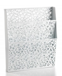 Hang around for a while! Keep your favorite magazines, newspapers, folders & files on hand & organized in your home with this stylish file. Hanging on the wall, this metal organizer features a stylish cutout floral print and clears up the clutter on coffee tables and more. Hang around for a while! Keep your favorite magazines, newspapers, folders & files on hand & organized in your home with this stylish file. Hanging on the wall, this metal organizer features a stylish cutout floral print and clears up the clutter on coffee tables and more.