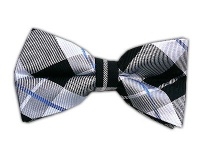 100% Silk Woven Black Plaid Self-Tie Bow Tie 100% Silk Woven Black Plaid Self-Tie Bow Tie