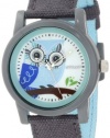 Sprout Women's ST/5512MPGY Grey Organic Cotton Strap Blue Owl Dial  Watch