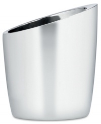 Keep white wine fresh, cool and close with Gorham's contemporary wine chiller, featuring brilliant stainless steel with an angled edge. Keep white wine fresh, cool and close with Gorham's contemporary wine chiller, featuring brilliant stainless steel with an angled edge.