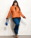 Rev up your style this season with Dollhouse's plus size faux leather motorcycle jacket!