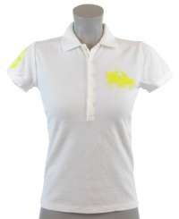 Ralph Lauren Sport Womens Solid Match Pony Polo Shirt - M - White/Yellow Logo Ralph Lauren Sport Womens Solid Match Pony Polo Shirt - M - White/Yellow Logo